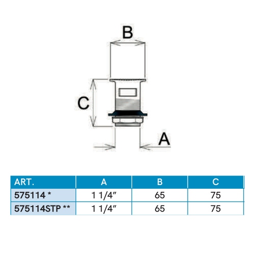 Immagine di Ghidini Piletta per lavabo a scarico libero, con troppopieno, 1 1/4” 575114