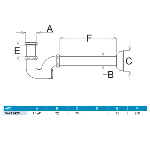 Immagine di Ghidini 2000 sifone per lavabo, a colonna, tubo acciaio cromato spessore 0,4 mm, 1 1/4”, finitura cromo 54911425