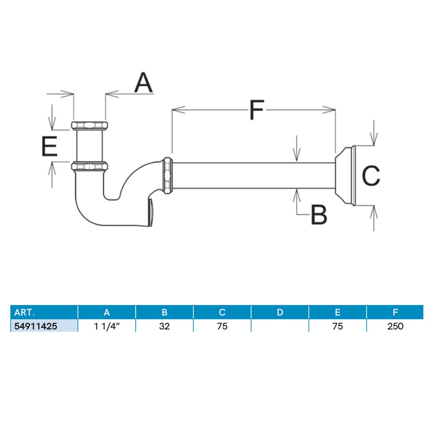 Immagine di Ghidini 2000 sifone per lavabo, a colonna, tubo acciaio cromato spessore 0,4 mm, 1 1/4”, finitura cromo 54911425