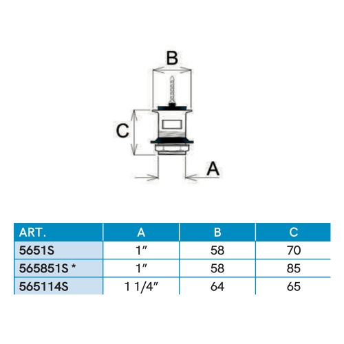 Immagine di Ghidini Piletta lavabo 1”, Ø 5.8 cm, con troppopieno 5651S