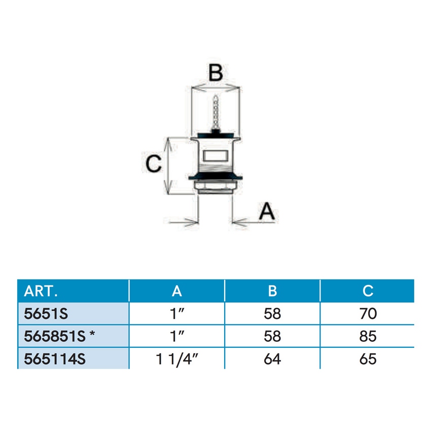 Immagine di Ghidini Piletta lavabo 1”, Ø 5.8 cm, con troppopieno 5651S