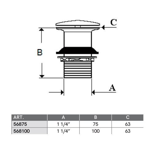 Immagine di Ghidini GOLF piletta H.7.5 cm 1 1/4”per lavabo, con scarico libero 56875