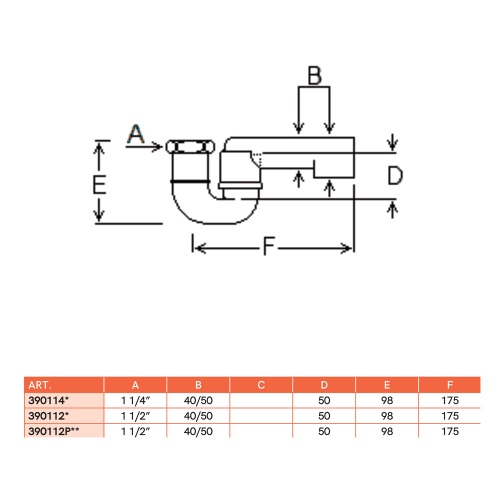 Immagine di Ghidini Sifone vasca snodato in PEHD, 1 1/2” 390112