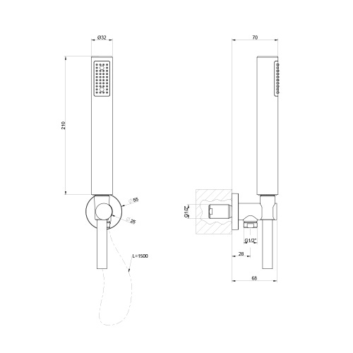 Immagine di Gessi EMPORIO SHOWER set doccia con presa acqua, doccetta anticalcare e flessibile 150 cm, finitura finox brushed nickel 38726#149