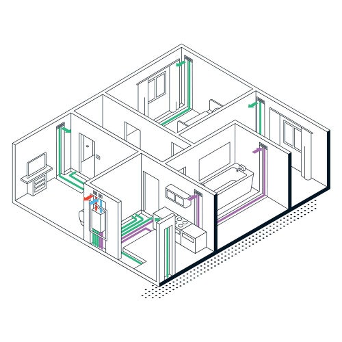 Immagine di Irsap IRSAIR B 220 controllo S Unità di ventilazione da incasso a doppio flusso con recupero di calore, con controllo remoto URED022BRS000