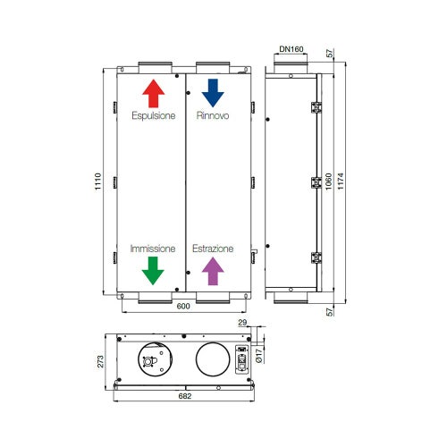 Immagine di Irsap IRSAIR B 220 controllo S Unità di ventilazione da incasso a doppio flusso con recupero di calore, con controllo remoto URED022BRS000