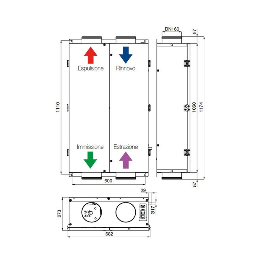 Immagine di Irsap IRSAIR B 220 controllo S Unità di ventilazione da incasso a doppio flusso con recupero di calore, con controllo remoto URED022BRS000
