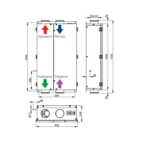 Immagine di Irsap IRSAIR B 150 controllo E Unità di ventilazione da incasso a doppio flusso con recupero di calore, con controllo remoto touch screen URED015BRE000
