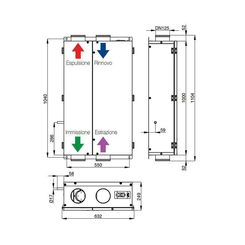 Immagine di Irsap IRSAIR B 150 controllo E Unità di ventilazione da incasso a doppio flusso con recupero di calore, con controllo remoto touch screen URED015BRE000