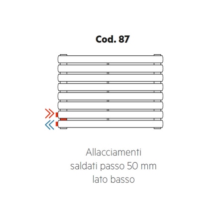 Immagine di Irsap allacciamenti saldati passo 50 mm lato basso, orientazione del radiatore orizzontale Cod.87H