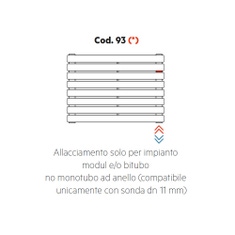 Immagine di Irsap allacciamento solo per impianto modul e/o bitubo, no monotubo ad anello ( compatibile unicamente con sonda dn 11 mm), orientazione del radiatore orizzontale Cod.93H