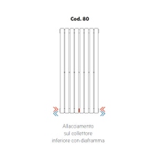 Immagine di Irsap allacciamento sul collettore inferiore con diaframma, orientazione del radiatore verticale Cod.80A