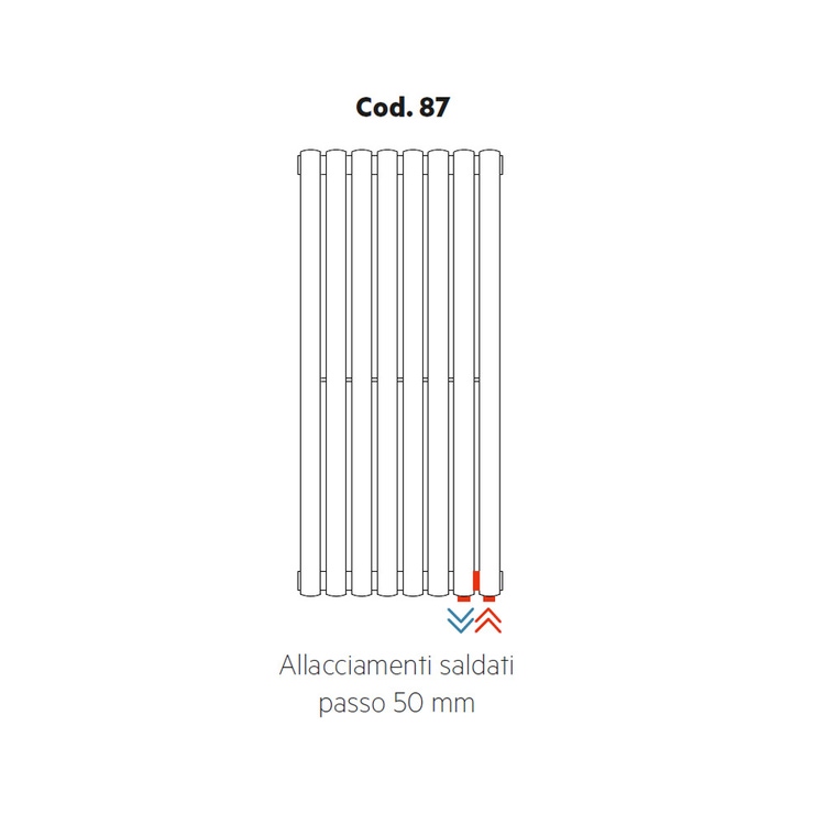 Irsap allacciamenti saldati passo 50 mm, orientazione del radiatore verticale Cod.87A