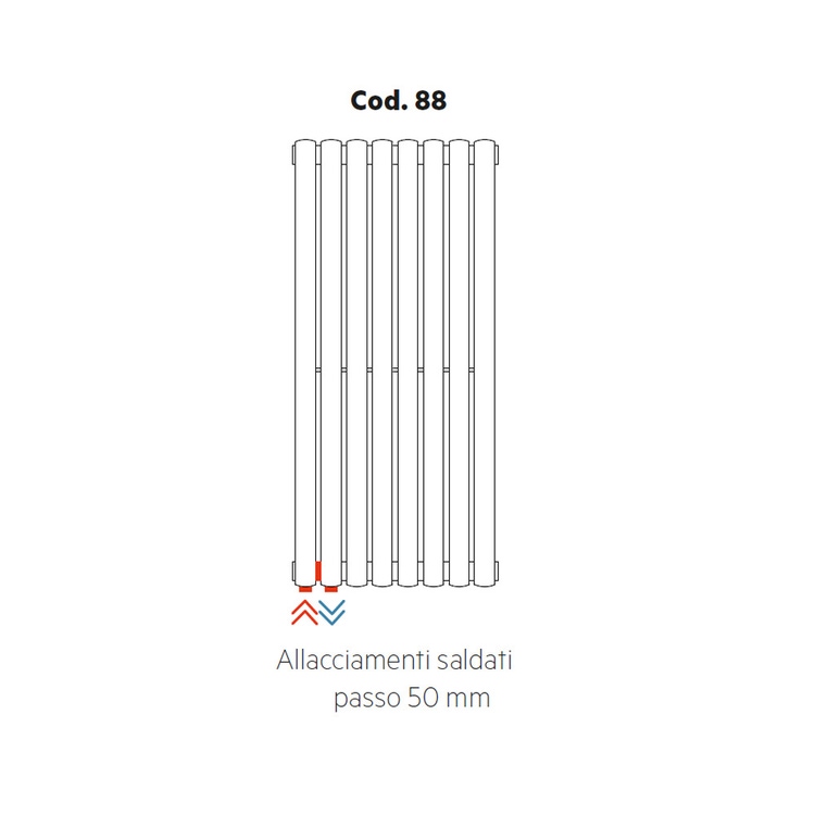 Irsap allacciamenti saldati passo 50 mm, orientazione del radiatore verticale Cod.88A