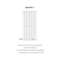 Immagine di Irsap allacciamento solo per impianto modul e/o bitubo, no monotubo ad anello (compatibile unicamente con sonda dn11 mm), orientazione del radiatore verticale Cod.93A