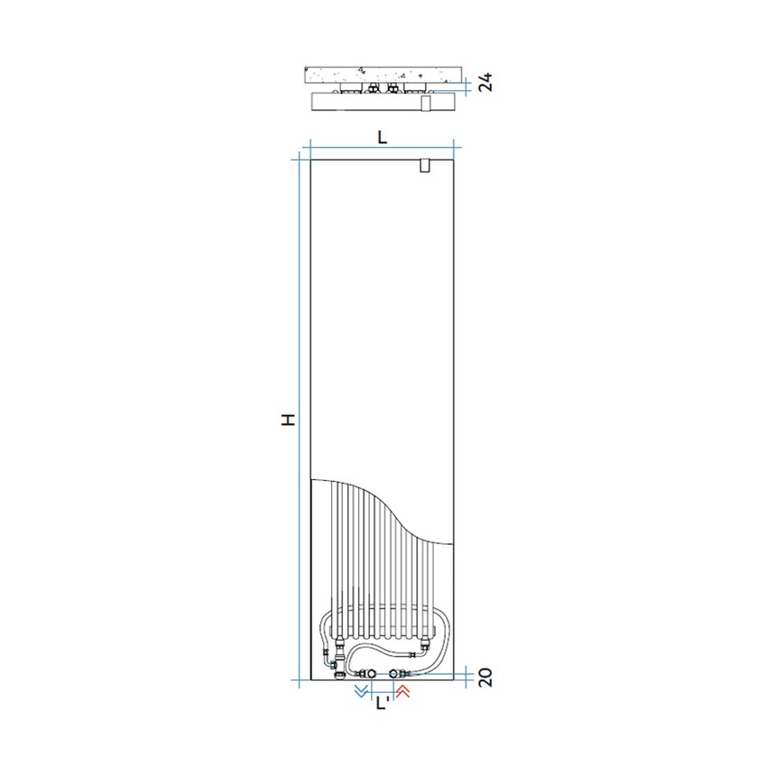 Immagine di Irsap RELAX RENOVA radiatore H.216,3 L.59,2 P.6,35 cm, attacco basso con interasse laterale da 201 a 320 mm, colore bianco finitura lucido RENC059B01IRS2AN01