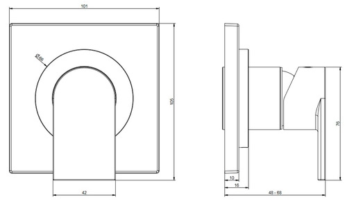 Immagine di Gessi VIA MANZONI parte esterna miscelatore a parete 1 via, senza corpo incasso, finitura finox brushed nickel 38722#149