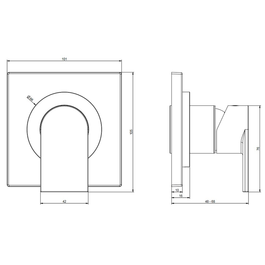 Immagine di Gessi VIA MANZONI parte esterna miscelatore a parete 1 via, senza corpo incasso, finitura finox brushed nickel 38722#149