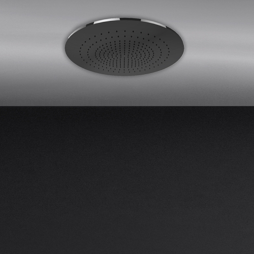 Immagine di Gessi MINIMALI sistema doccia per installazione a controsoffitto Ø 50 cm, con funzione pioggia, da completare con cover estetica, finitura mirror steel 57903#238