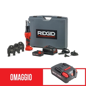 Immagine di Ridgid RP 219 Pressatrice a batteria completo di ganasce G 16-20-26 mm, caricabatterie veloce da 230 V, e cassetta di trasporto + omaggio batteria 2.5 Ah 18 V Li-Ion 69123+56513