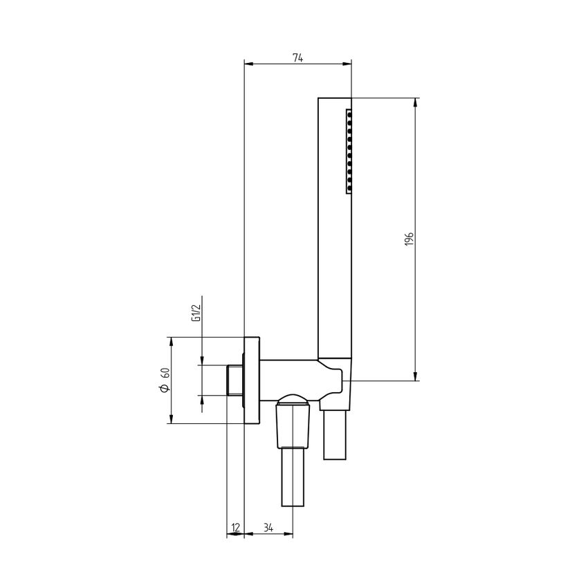 Immagine di Bellosta SHOWER supporto doccia completo con presa acqua, doccetta monogetto cilindrica e flessibile 150 cm, finitura cromo 01-4403/1/A