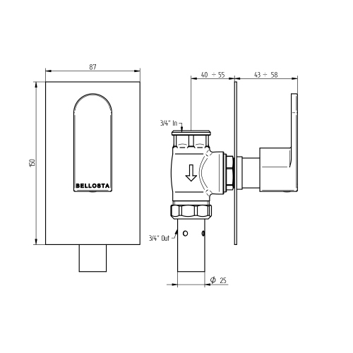 Immagine di Bellosta SOGNO passo rapido, senza corpo incasso, finitura cromo 01-7040/E