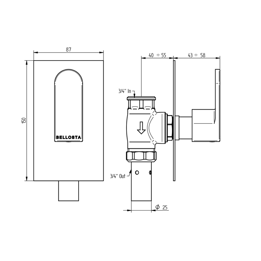 Immagine di Bellosta SOGNO passo rapido, senza corpo incasso, finitura cromo 01-7040/E