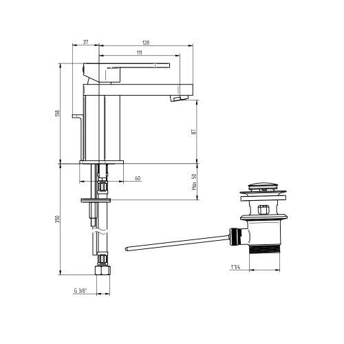 Immagine di Bellosta SOGNO miscelatore lavabo H.14 cm, monoforo, con scarico, finitura cromo 01-7005