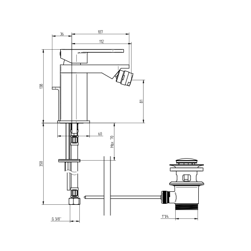 Immagine di Bellosta SOGNO miscelatore bidet monoforo, con scarico, finitura cromo 01-7007