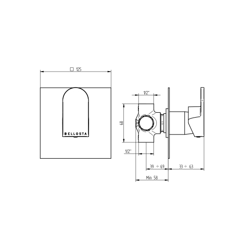 Immagine di Bellosta SOGNO deviatore doccia, ad incasso, senza corpo incasso, 2 uscite, finitura cromo 01-7003/2/E