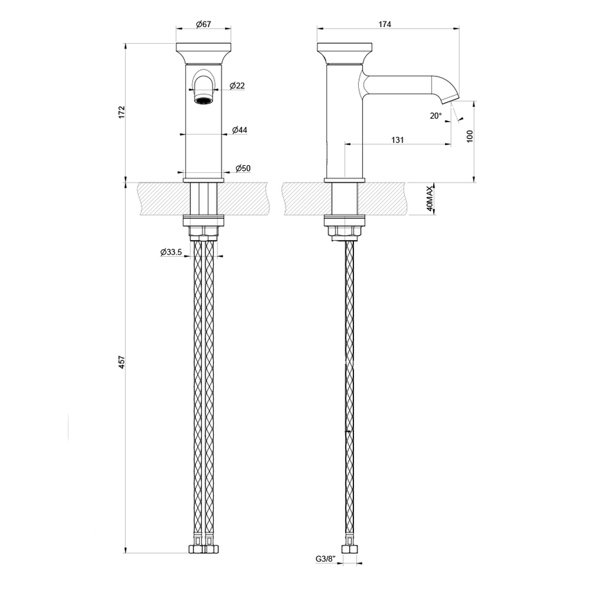 Gessi Origini Miscelatore Lavabo H Cm Senza Scarico