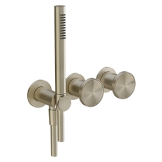 Immagine di Gessi ORIGINI miscelatore doccia a parete, a due vie, con doccetta, senza corpo incasso, finitura finox brushed nickel 66036#149