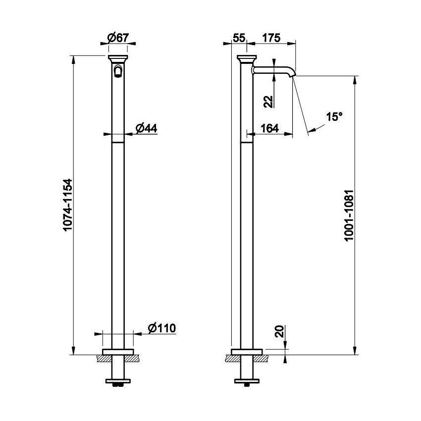 Gessi Origini Miscelatore Lavabo Monocomando Da Terra Senza