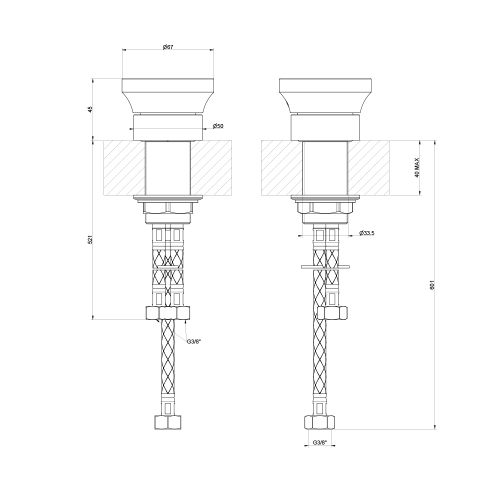Immagine di Gessi ORIGINI comando remoto da banco, finitura copper brushed PVD 66100#708