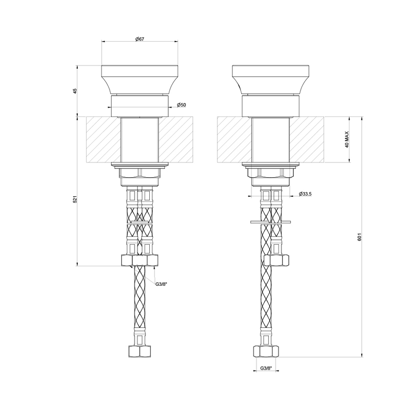 Immagine di Gessi ORIGINI comando remoto da banco, finitura copper brushed PVD 66100#708