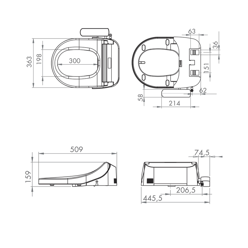 Immagine di SFA Sanitrit SANISEAT copriwater multifunzione con funzionalità bidet STSEAT