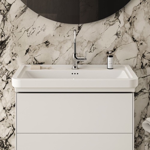 Immagine di Ideal Standard CALLA lavabo top L.87 cm, monoforo, con troppopieno, colore bianco finitura lucido E368701