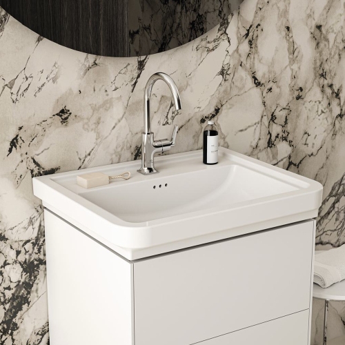 Immagine di Ideal Standard CALLA lavabo top L.67 cm, monoforo, con troppopieno, colore bianco finitura lucido E368401