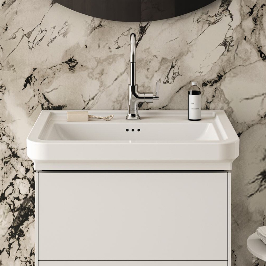 Immagine di Ideal Standard CALLA lavabo top L.67 cm, monoforo, con troppopieno, colore bianco finitura lucido E368401