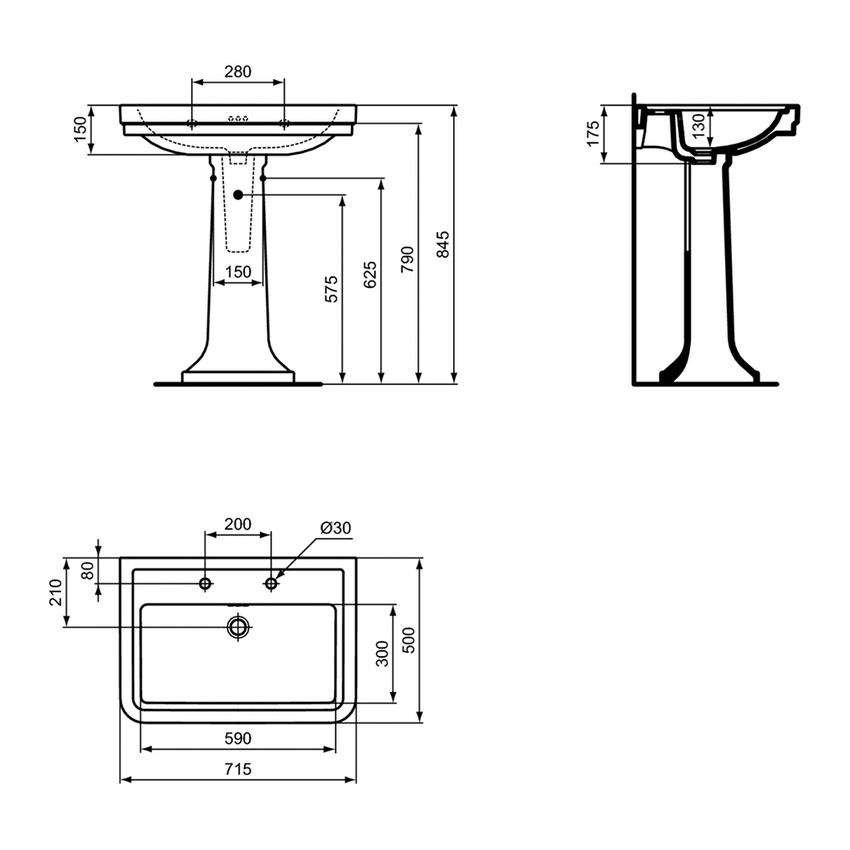 Immagine di Ideal Standard CALLA colonna per installazione lavabi, a pavimento, colore bianco finitura lucido E222401