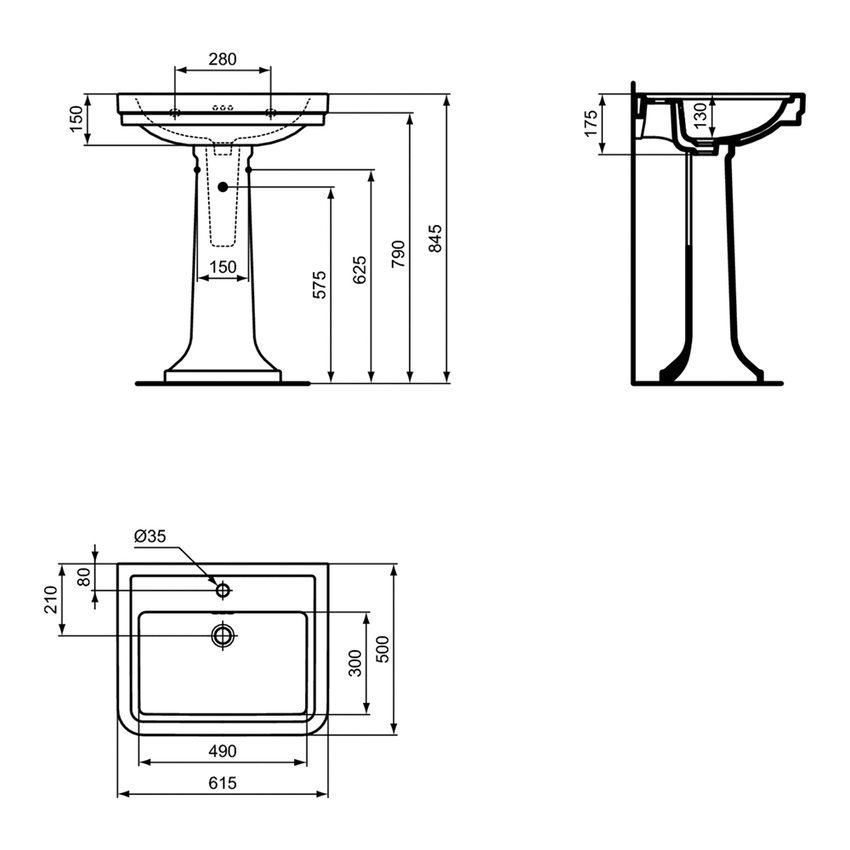 Immagine di Ideal Standard CALLA lavabo L.62 cm, monoforo, con troppopieno, colore bianco finitura lucido E221601