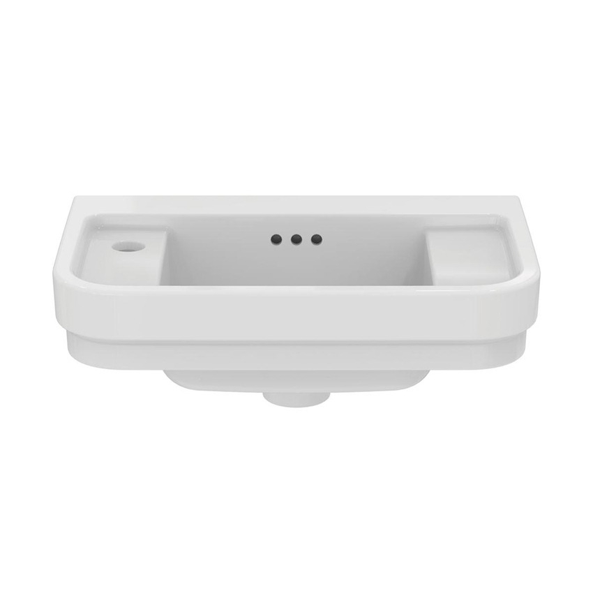 Immagine di Ideal Standard CALLA lavamani L.50 cm, con foro rubinetteria a sinistra, con troppopieno, colore bianco finitura lucido E223301