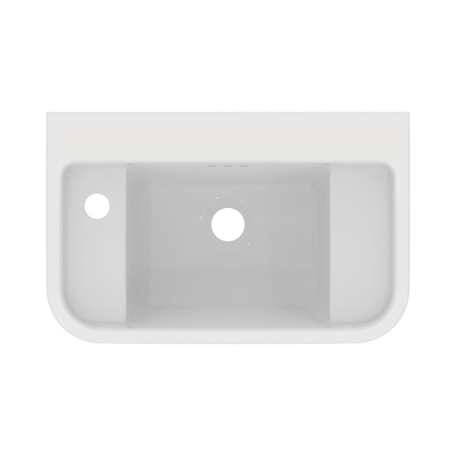 Immagine di Ideal Standard CALLA lavamani L.50 cm, con foro rubinetteria a sinistra, con troppopieno, colore bianco finitura lucido E223301