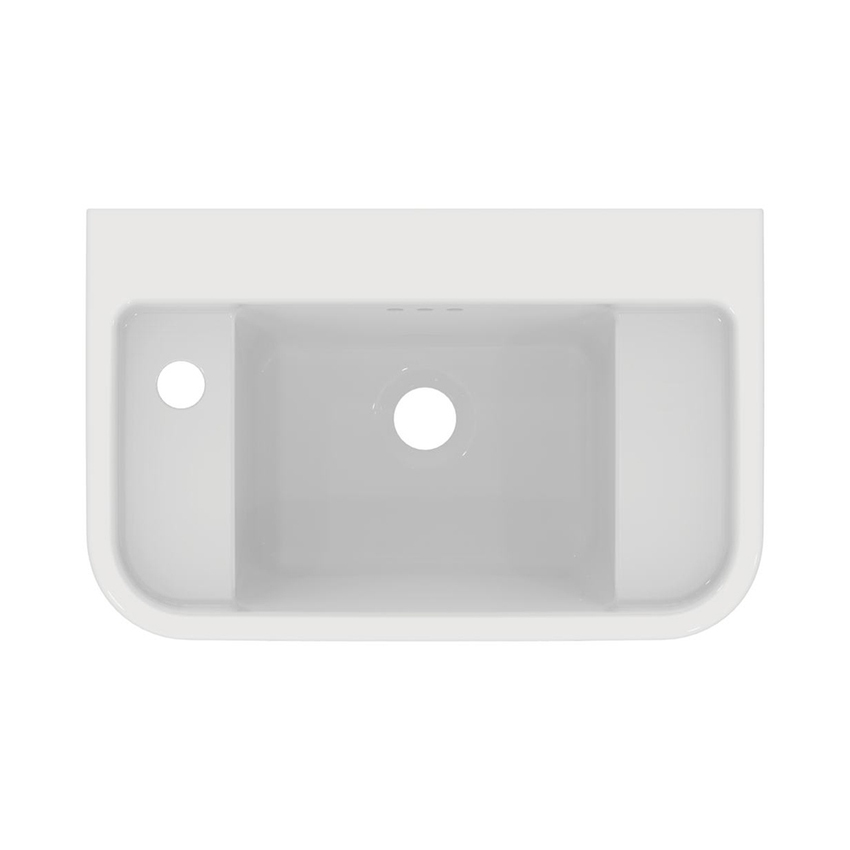 Immagine di Ideal Standard CALLA lavamani L.50 cm, con foro rubinetteria a sinistra, con troppopieno, colore bianco finitura lucido E223301