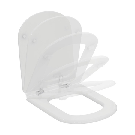 Immagine di Ideal Standard CALLA sedile slim con cerniere in metallo, a discesa rallentata, colore bianco finitura lucido E251801