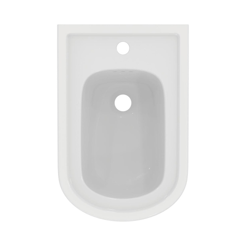 Immagine di Ideal Standard CALLA set sanitari a pavimento, vaso a filo parete, con sedile a discesa rallentata, bidet monoforo con troppopieno, colore bianco finitura lucido E222501+E222601+E251801