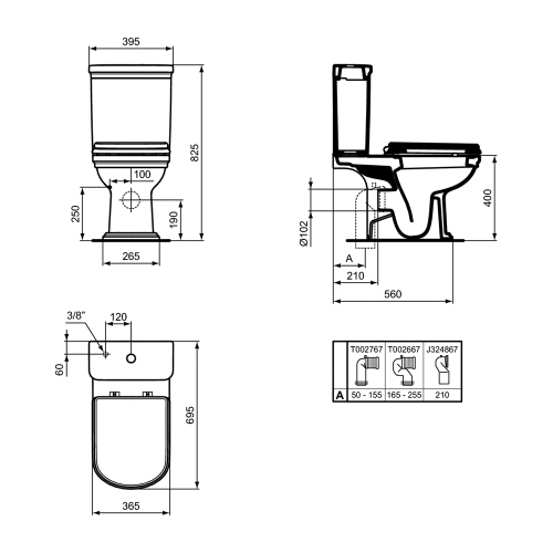 Immagine di Ideal Standard CALLA cassetta per vaso, con entrata bassa, colore bianco finitura lucido E251201