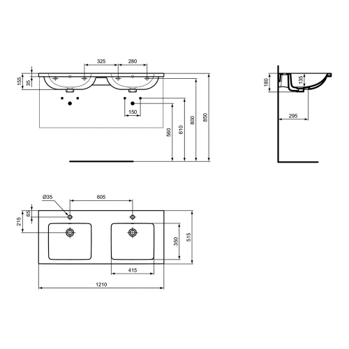 Immagine di Ideal Standard I.LIFE B set L.120 cm con mobile sottolavabo, colore bianco finitura opaco, lavabo, colore bianco finitura lucido, specchio rettangolare T5277DU+T460201