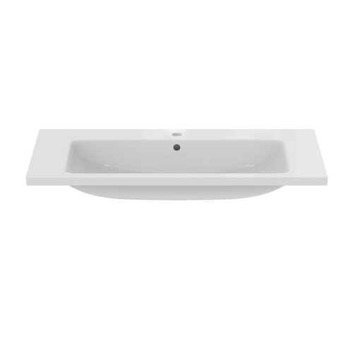Immagine di Ideal Standard I.LIFE B set L.100 cm con mobile sottolavabo, finitura quercia scura, lavabo, colore bianco finitura lucido, specchio rettangolare T5275NW+T460301