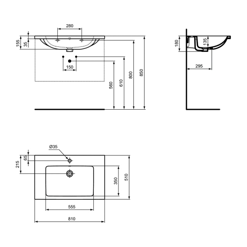 Immagine di Ideal Standard I.LIFE B set L.80 cm con mobile sottolavabo, colore sabbia finitura opaco, lavabo, colore bianco finitura lucido, specchio rettangolare T5271NF+T460401